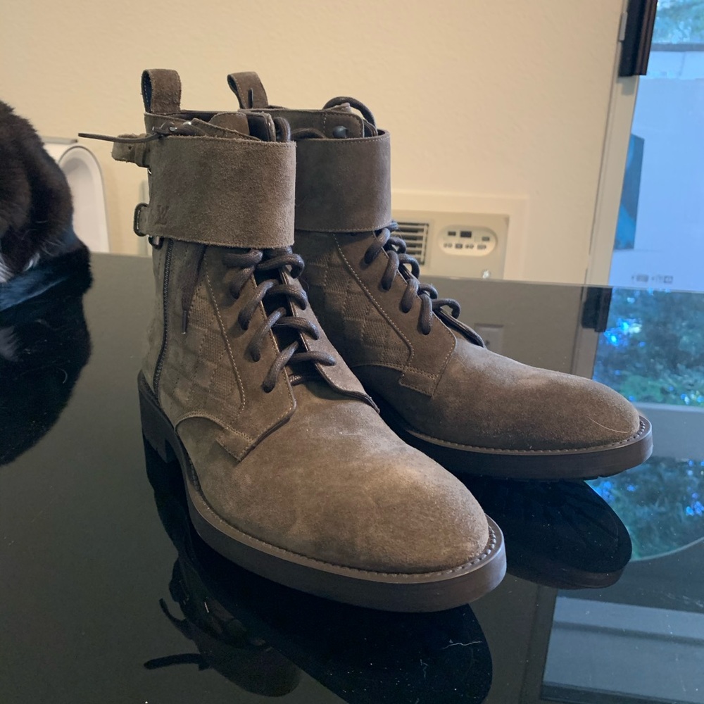 Louis Vuitton Embossed Damier Suede Boots